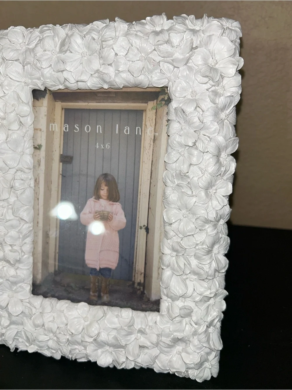 Shabby Chic White 3D Floral Resin Picture Frame Cottagecore Flower Coated